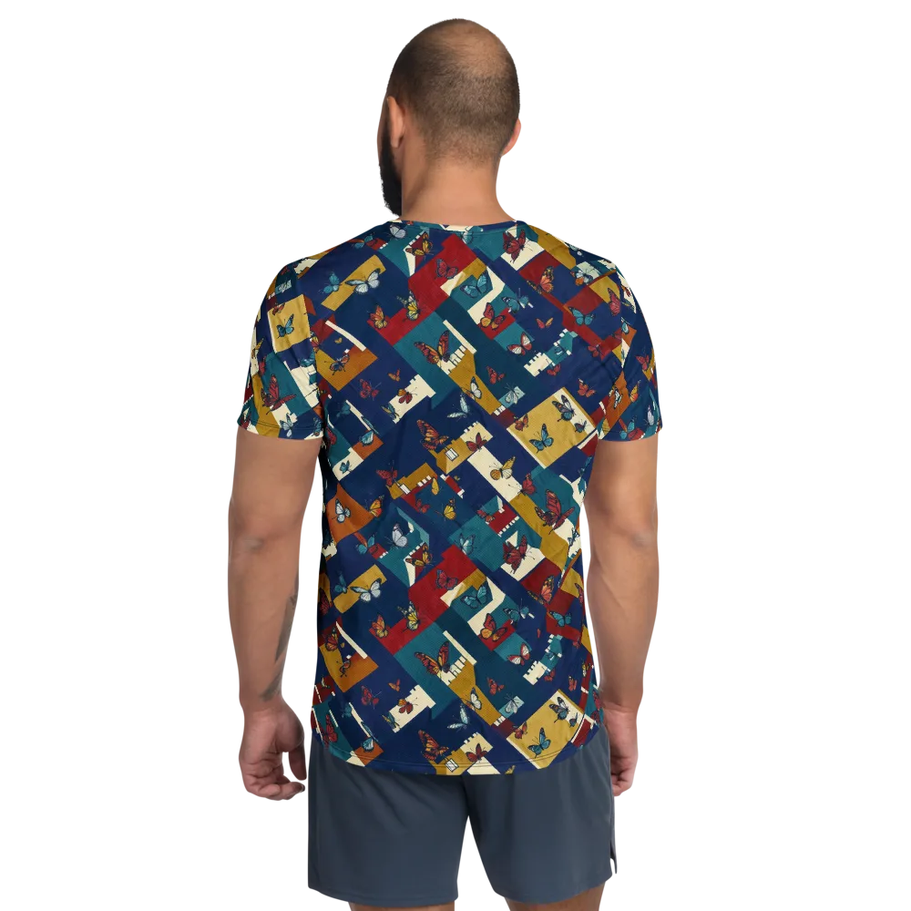 Monarch Mosaic on Men's Athletic T-Shirt — Back