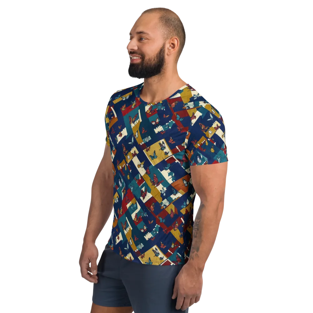 Monarch Mosaic on Men's Athletic T-Shirt — Left