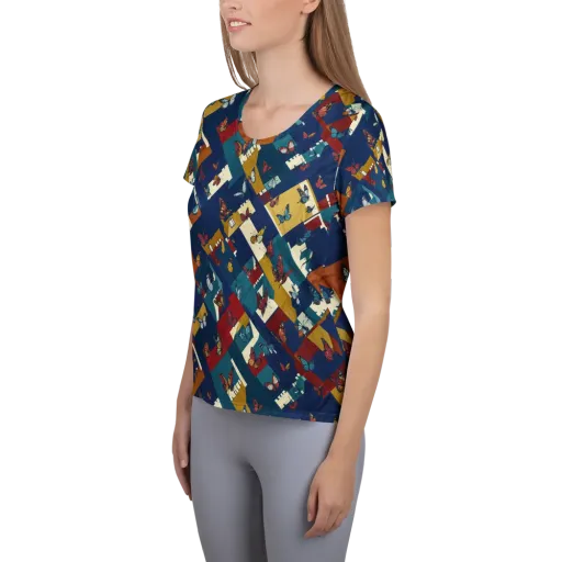 Monarch Mosaic on a Women's Athletic T-Shirt