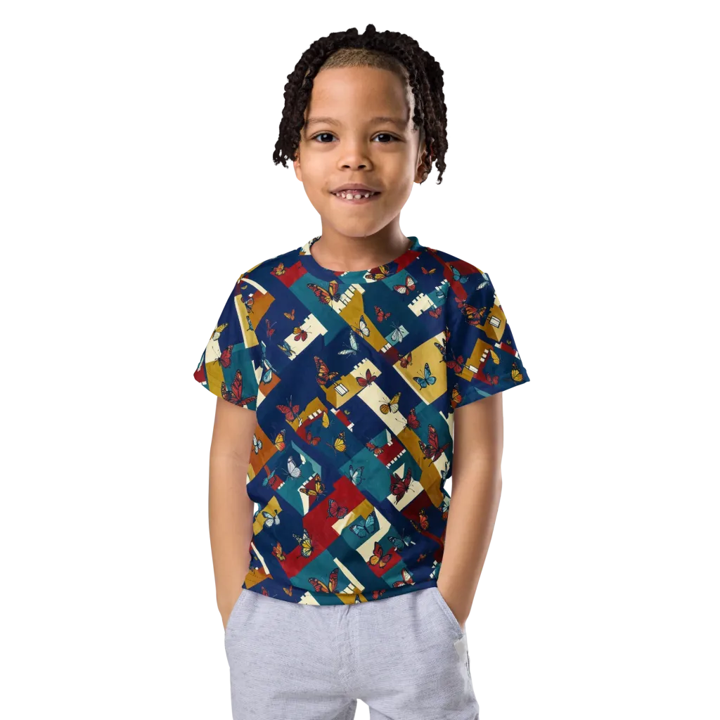Monarch Mosaic on Kids Crew Neck T-Shirt — Front