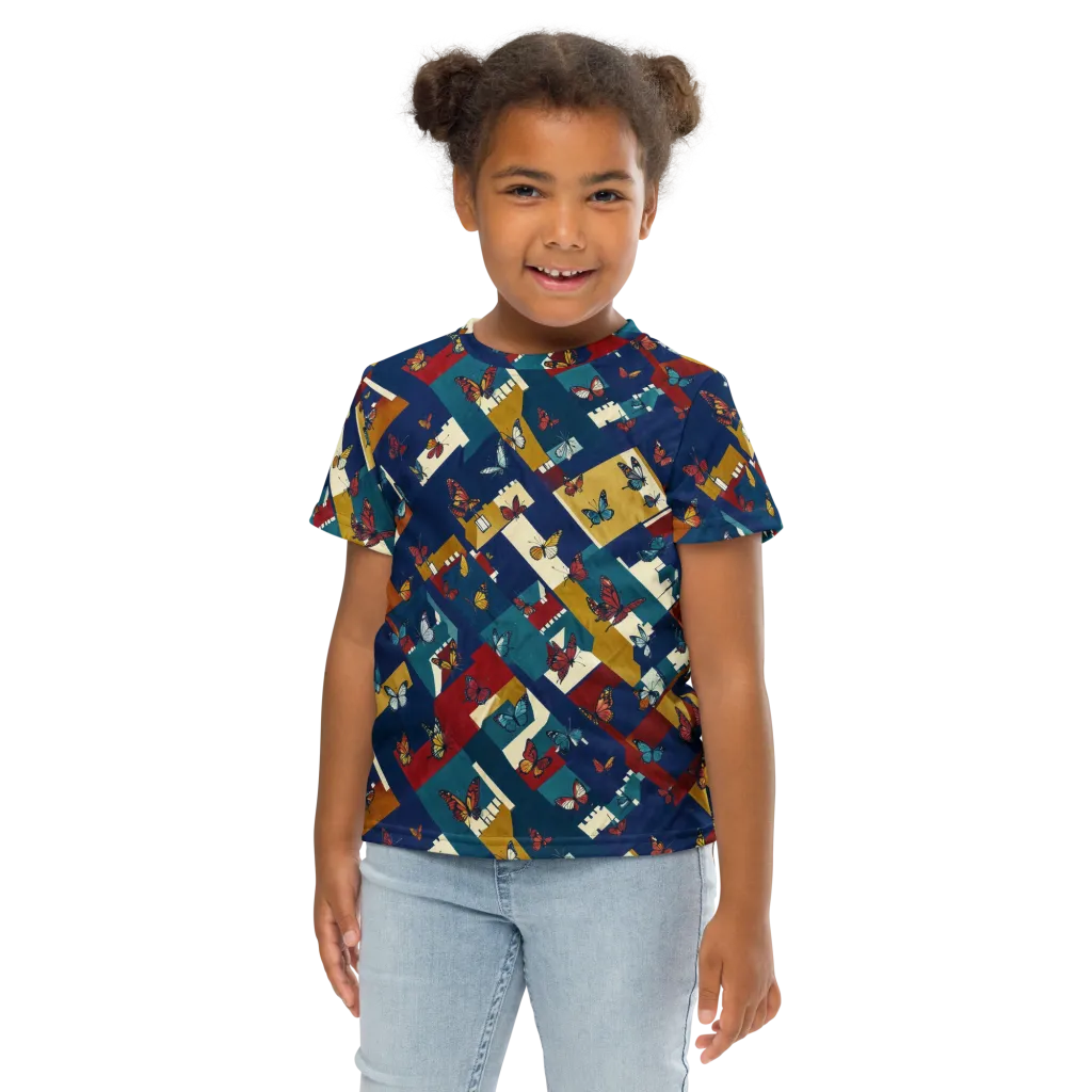 Monarch Mosaic on Kids Crew Neck T-Shirt — Front