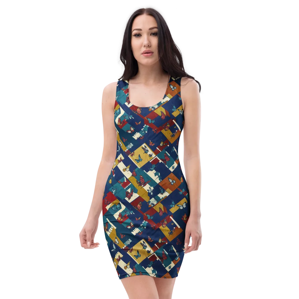 Monarch Mosaic on Bodycon Dress — Front