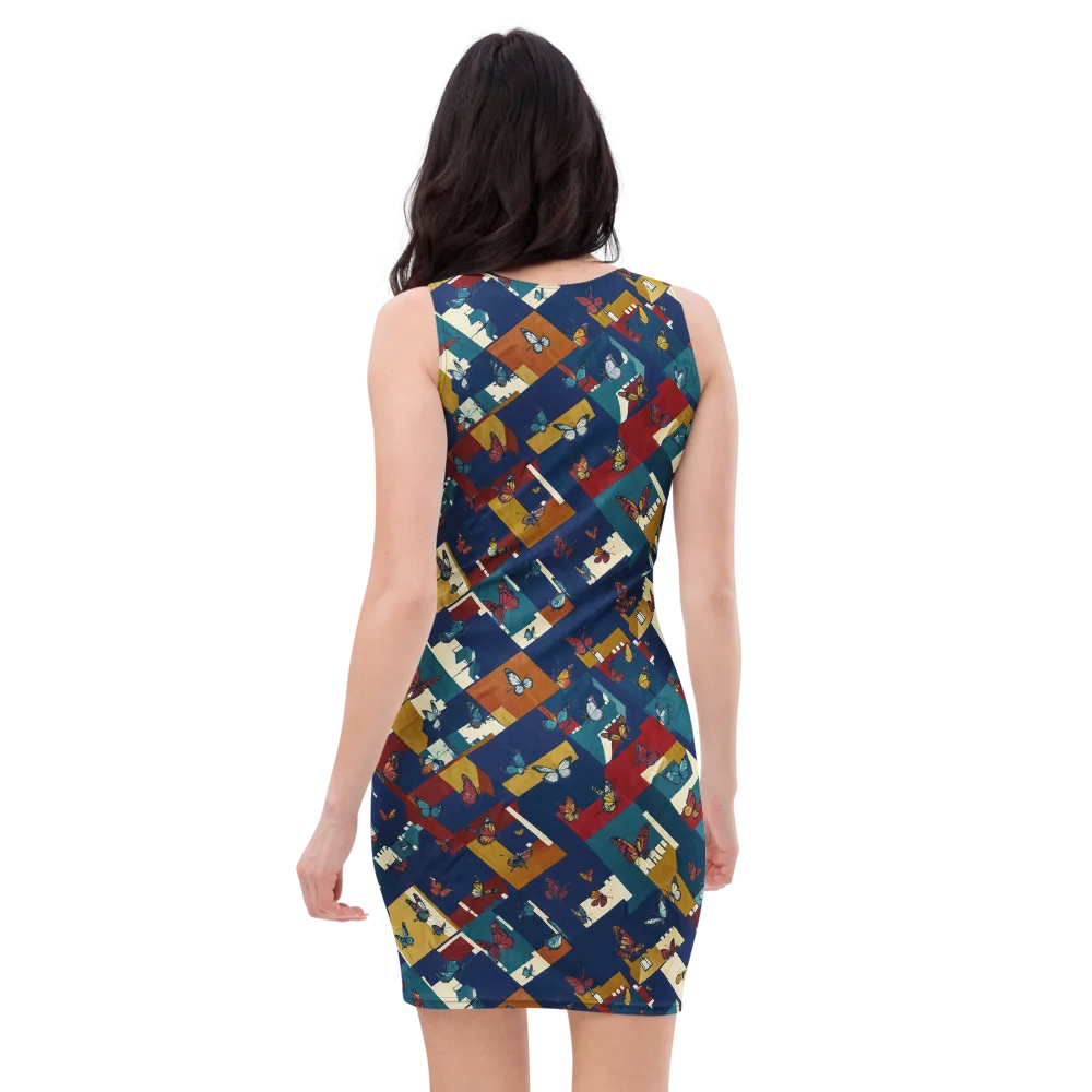 Monarch Mosaic on Bodycon Dress — Back
