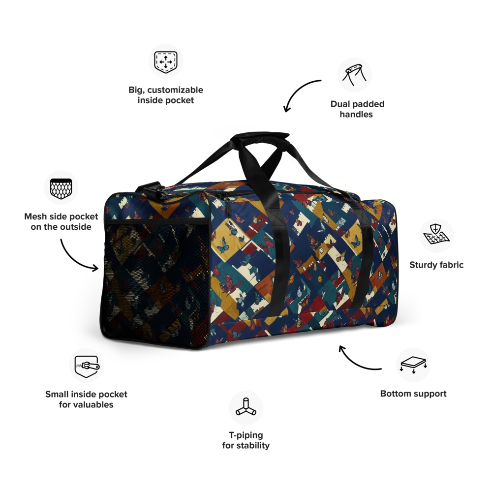 Monarch Mosaic on Duffle Bag — Right Front