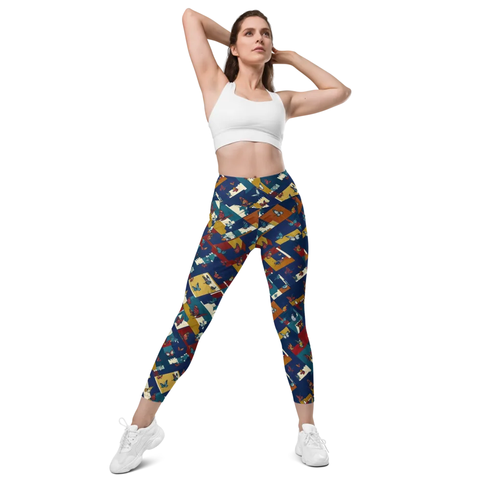 Monarch Mosaic on Leggings with Pockets — Front