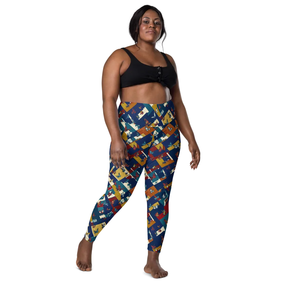 Monarch Mosaic on Leggings with Pockets — Front