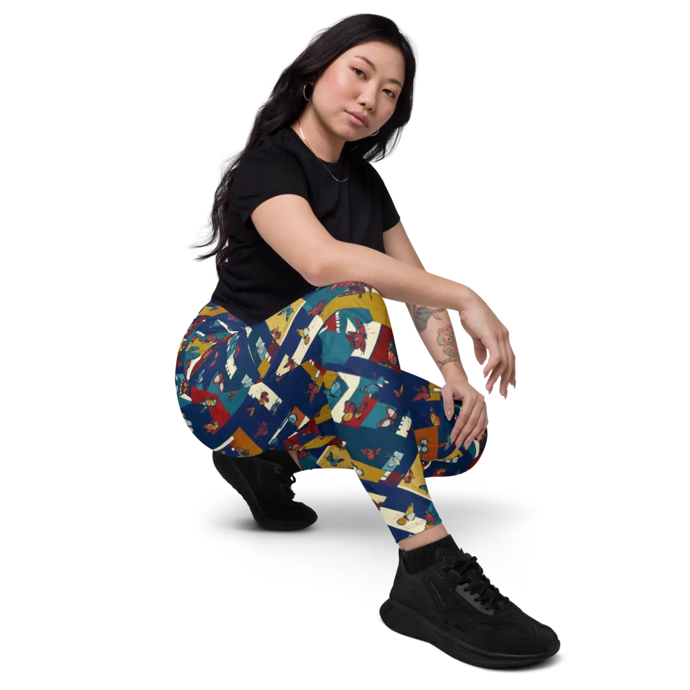 Monarch Mosaic on Leggings with Pockets — Right Front