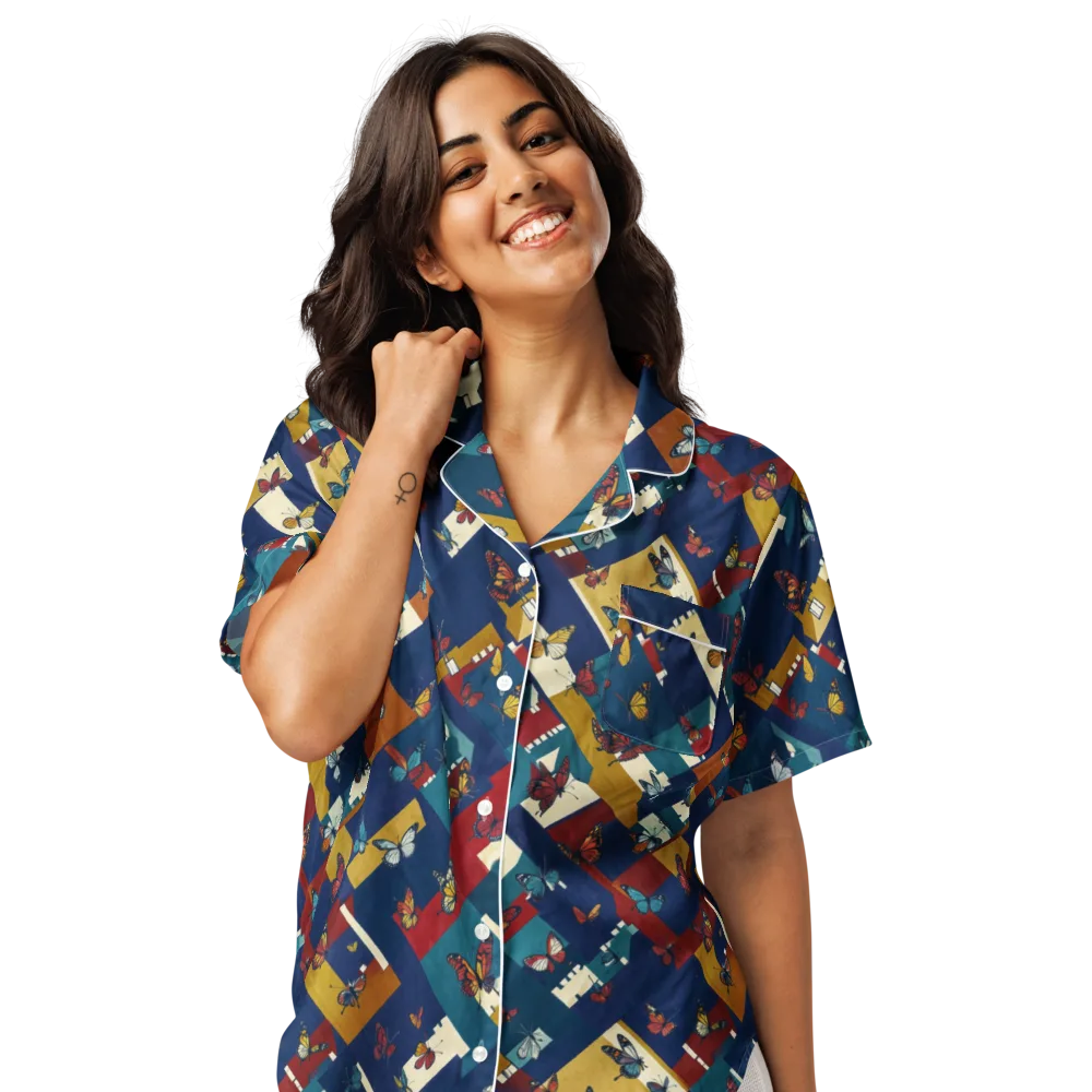 Monarch Mosaic on Women's Short Sleeve Pajama Top — Front