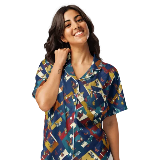 Monarch Mosaic on a Women's Short Sleeve Pajama Top