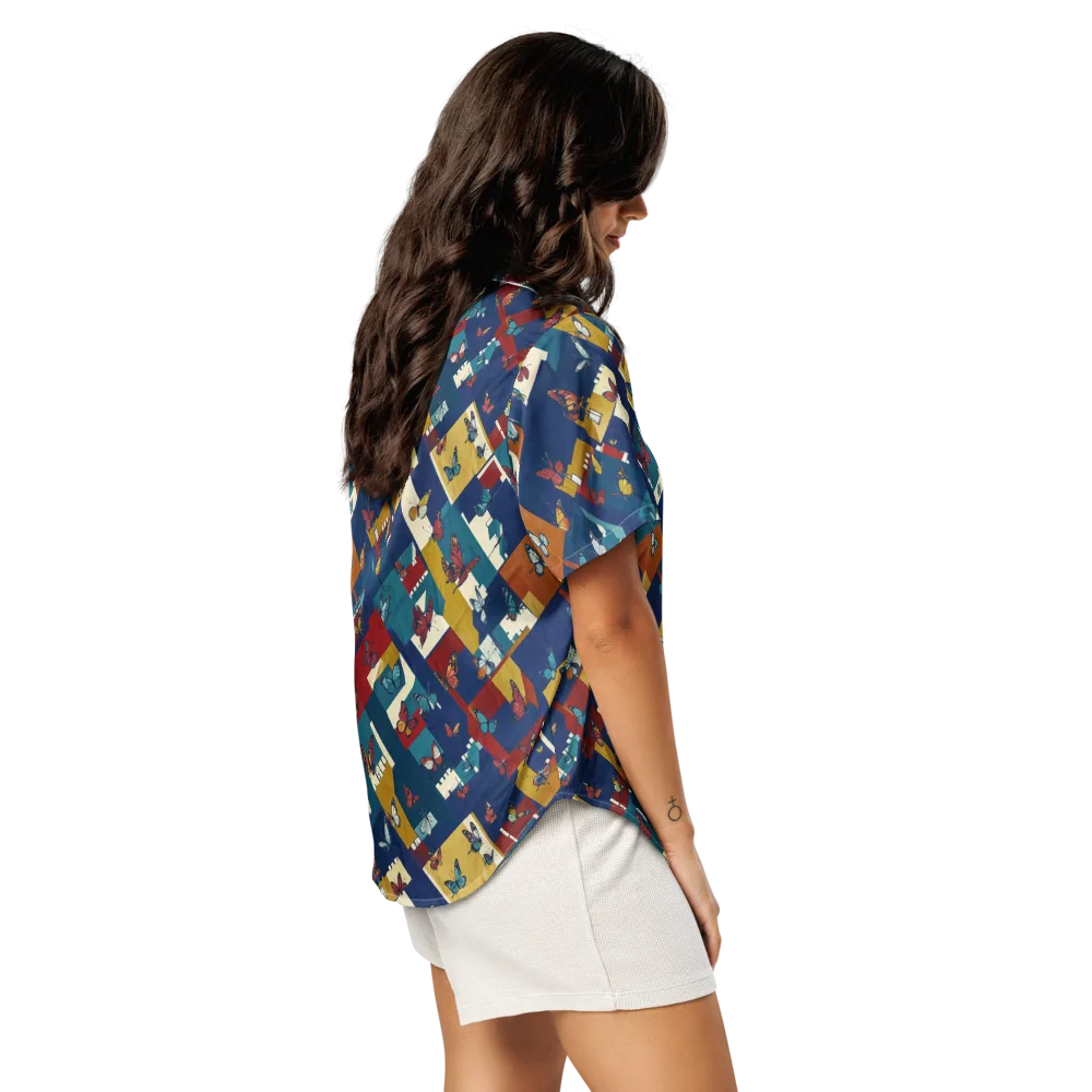 Monarch Mosaic on Women's Short Sleeve Pajama Top — Right Back