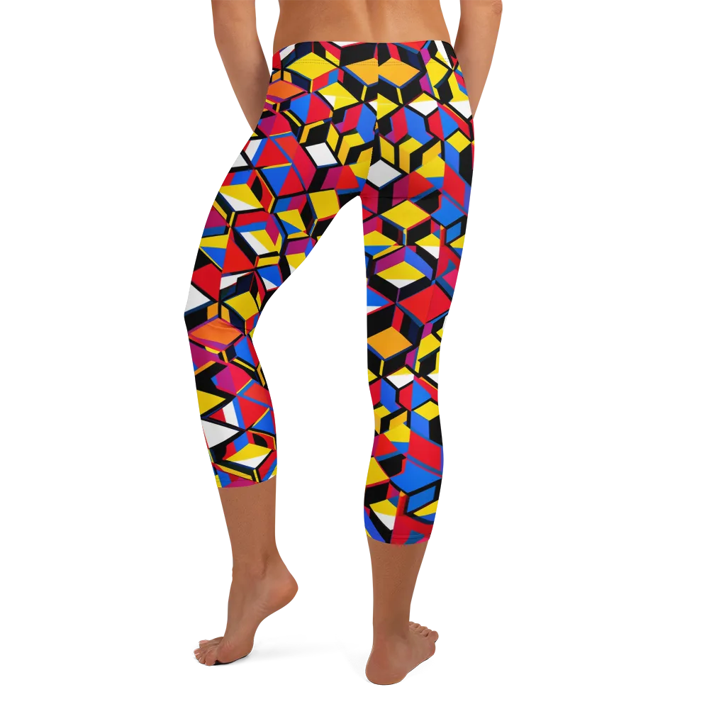 Primary Cubes on Capri Leggings — Back