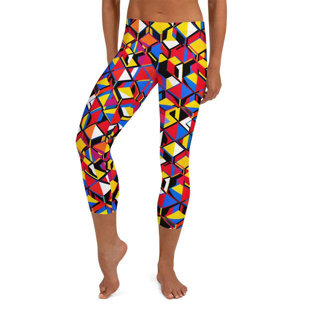Primary Cubes on Capri Leggings — Front