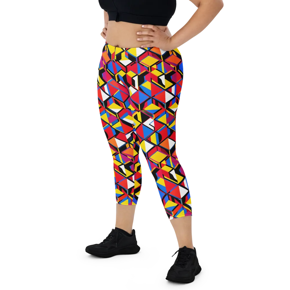Primary Cubes on Capri Leggings — Front