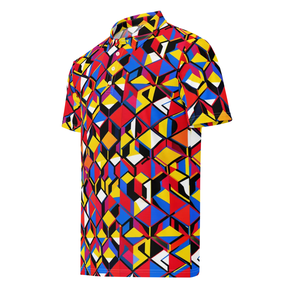 Primary Cubes on Men's Slim Fit Polo Shirt — Left Front