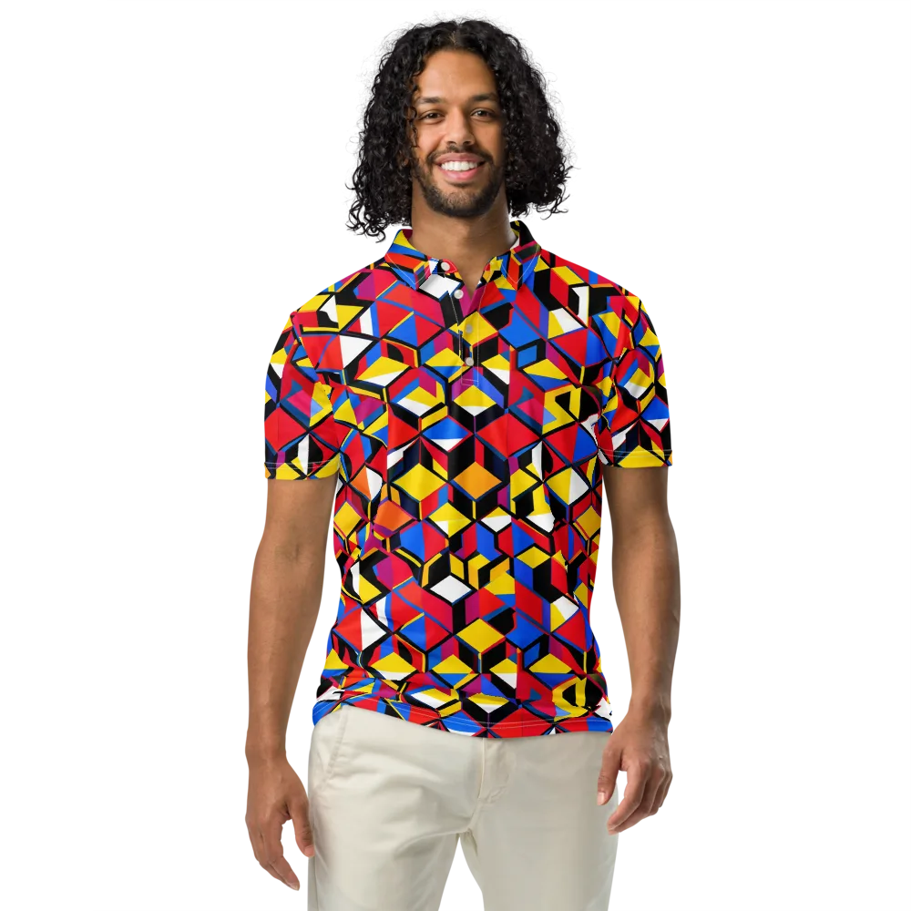 Primary Cubes on Men's Slim Fit Polo Shirt — Front