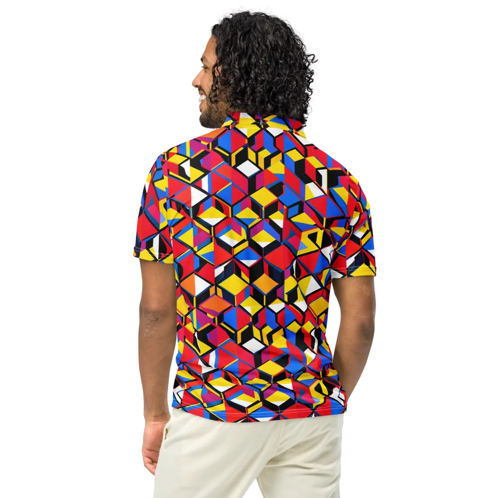 Primary Cubes on Men's Slim Fit Polo Shirt — Back