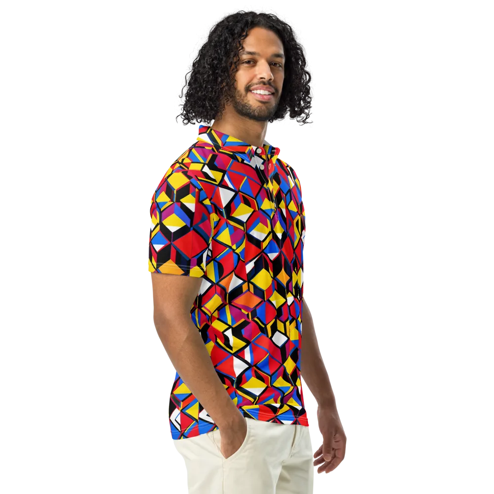 Primary Cubes on Men's Slim Fit Polo Shirt — Right Front