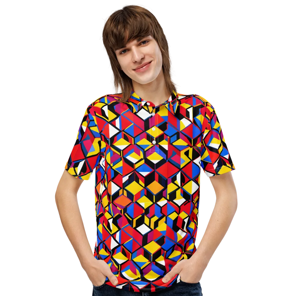 Primary Cubes on Men's Slim Fit Polo Shirt — Front