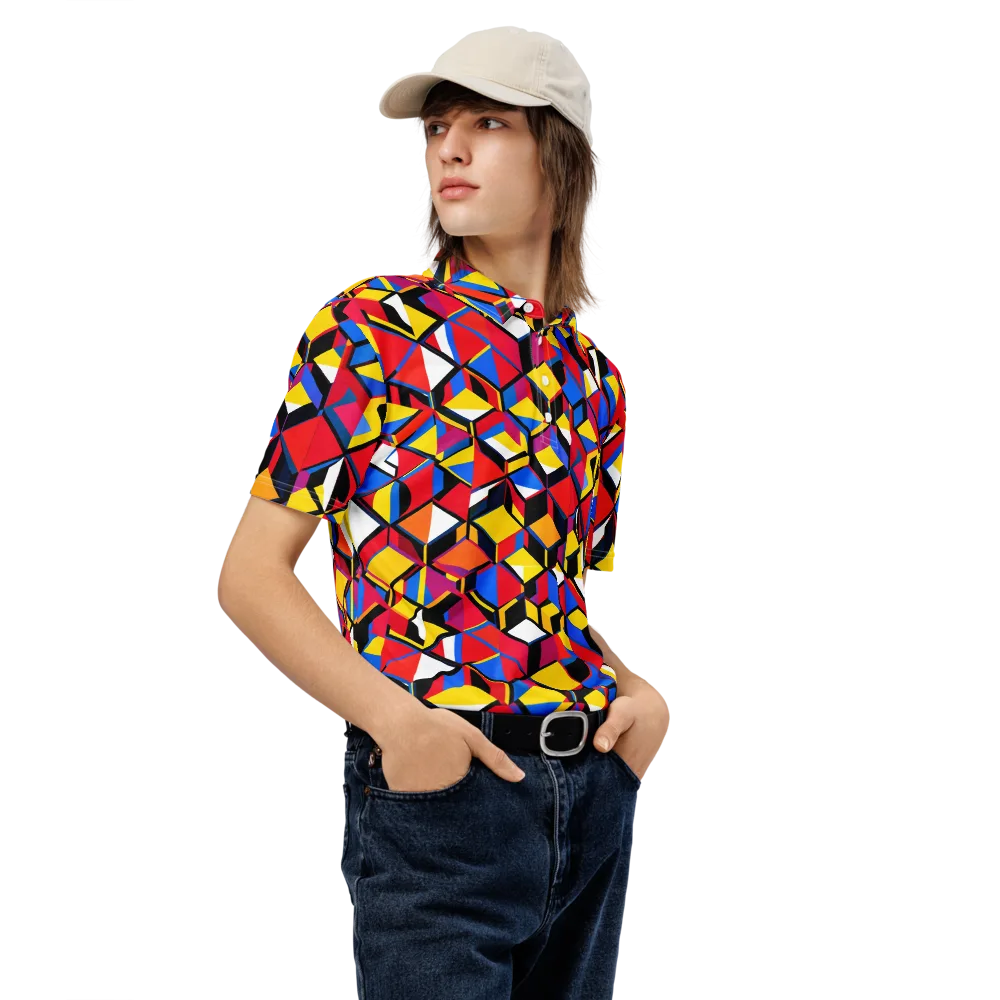 Primary Cubes on Men's Slim Fit Polo Shirt — Right Front