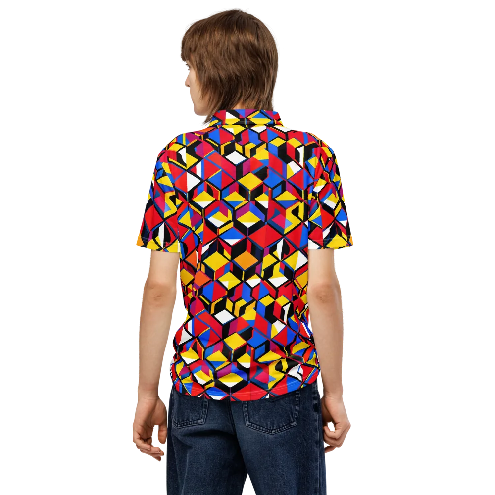 Primary Cubes on Men's Slim Fit Polo Shirt — Back