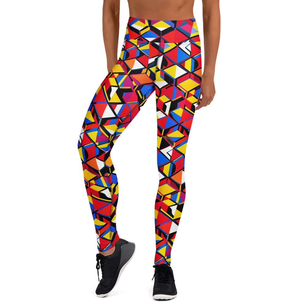 Primary Cubes on Yoga Leggings — Front