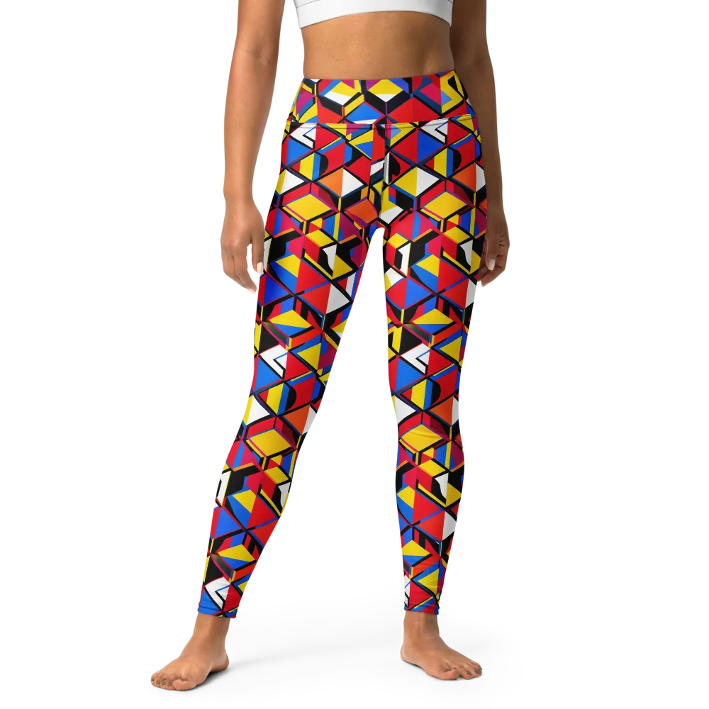 Primary Cubes on Yoga Leggings — Front