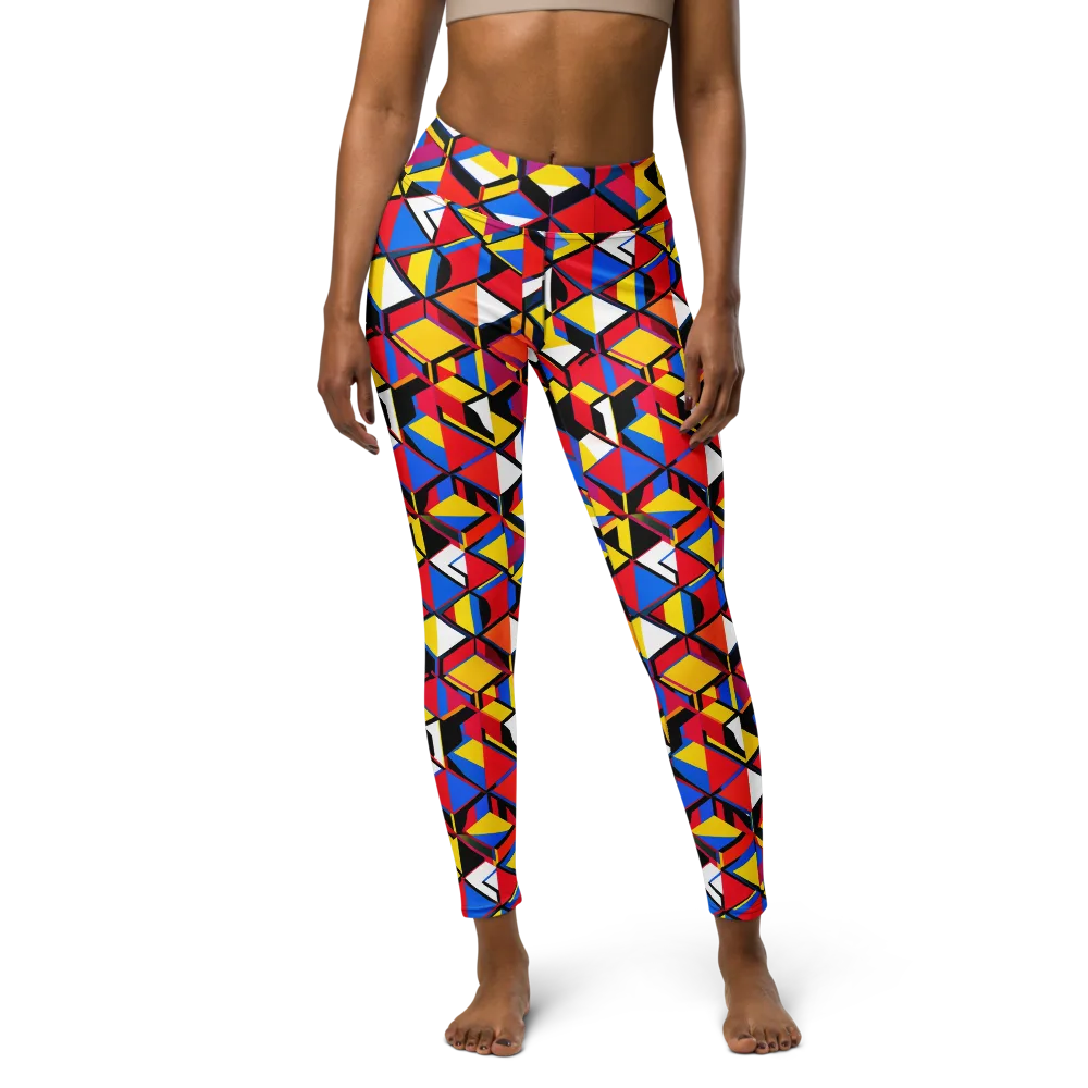 Primary Cubes on Yoga Leggings — Front