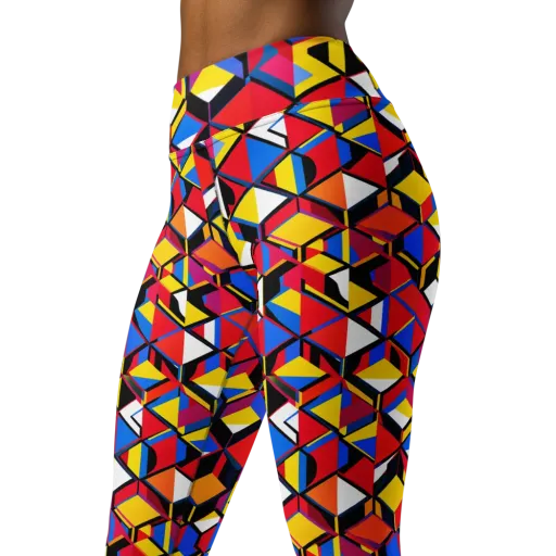 Primary Cubes on a Yoga Leggings