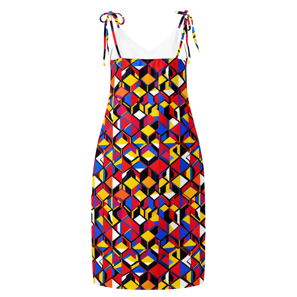 Primary Cubes on Slip Dress — Back