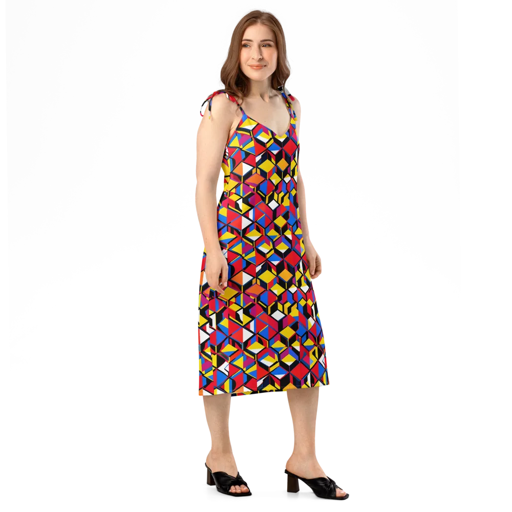Primary Cubes on Slip Dress — Right Front