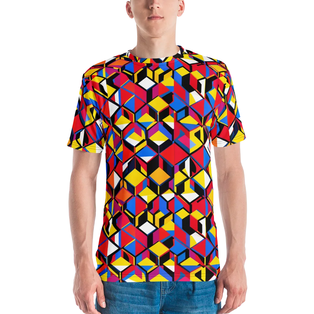 Primary Cubes on Men's Crew Neck T-Shirt — Front