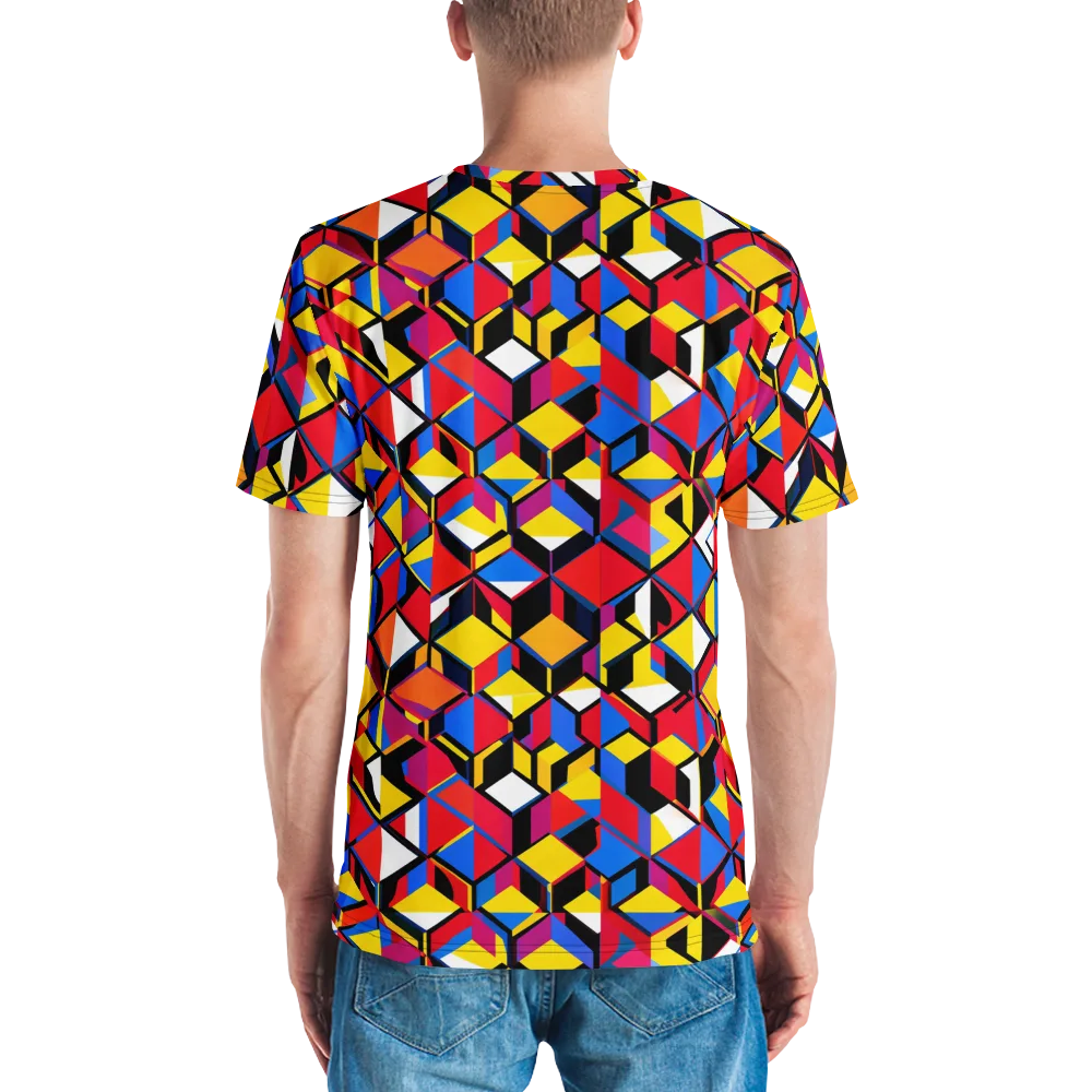 Primary Cubes on Men's Crew Neck T-Shirt — Back