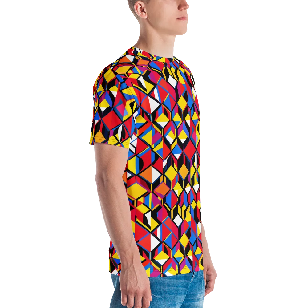 Primary Cubes on Men's Crew Neck T-Shirt — Right