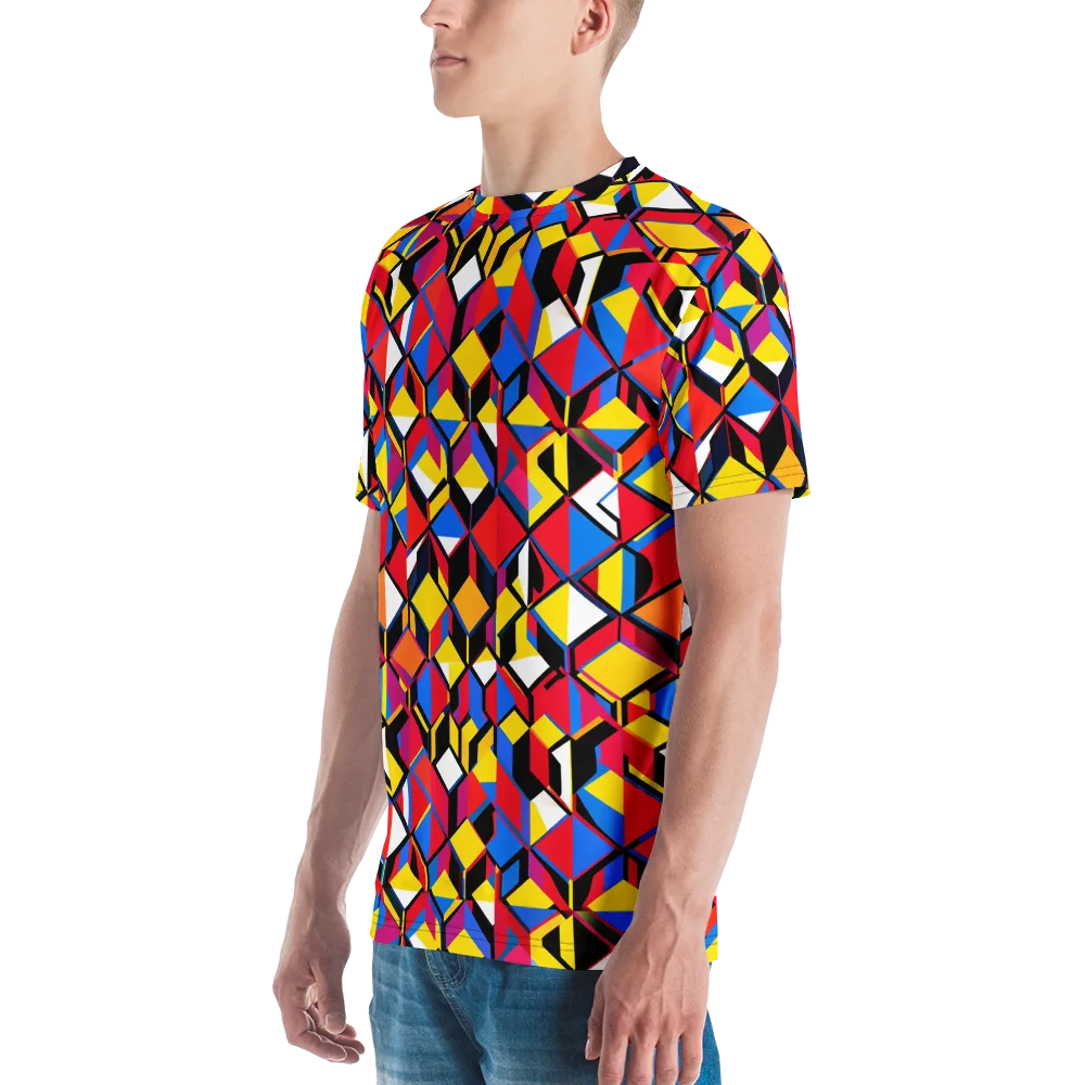Primary Cubes on Men's Crew Neck T-Shirt — Left