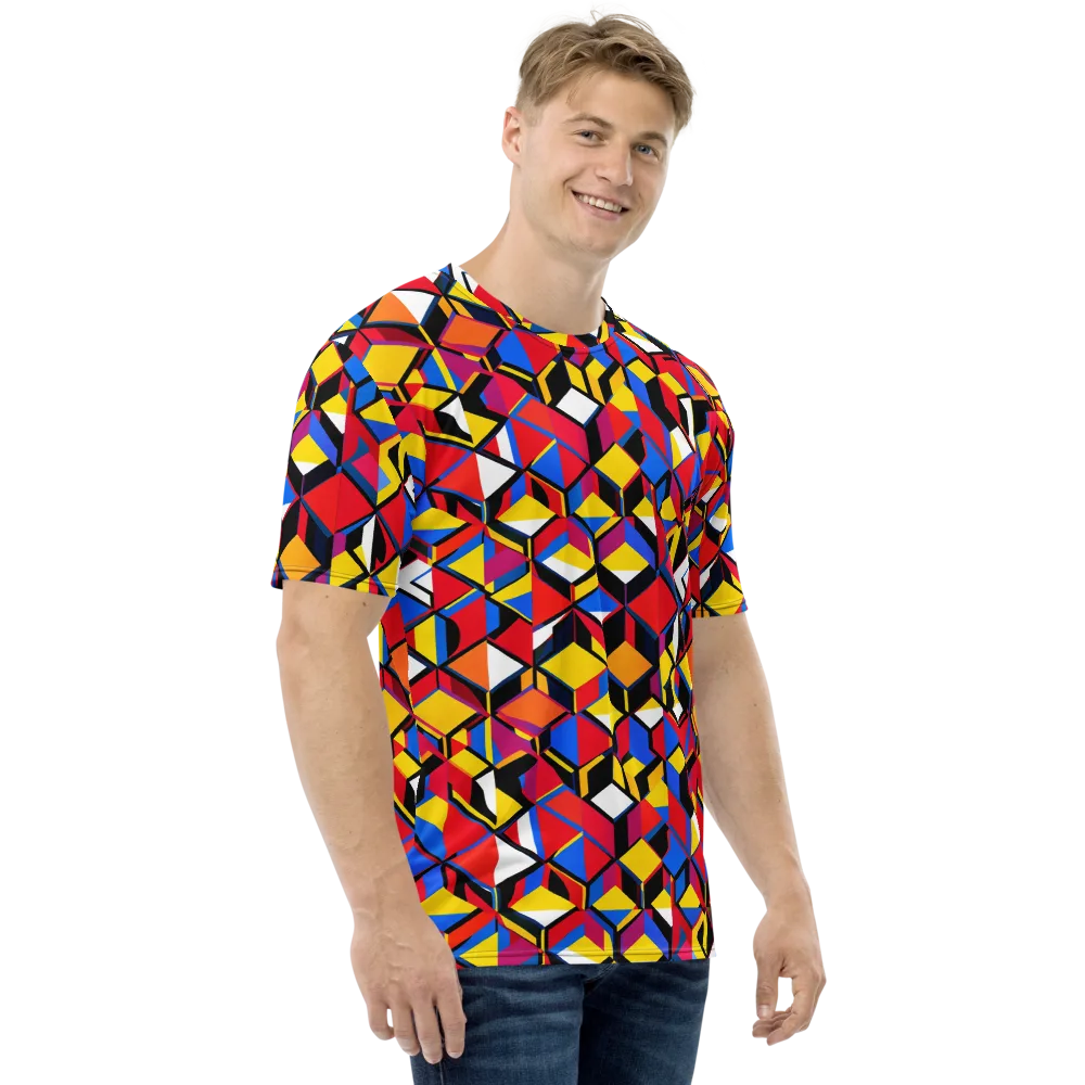 Primary Cubes on Men's Crew Neck T-Shirt — Right