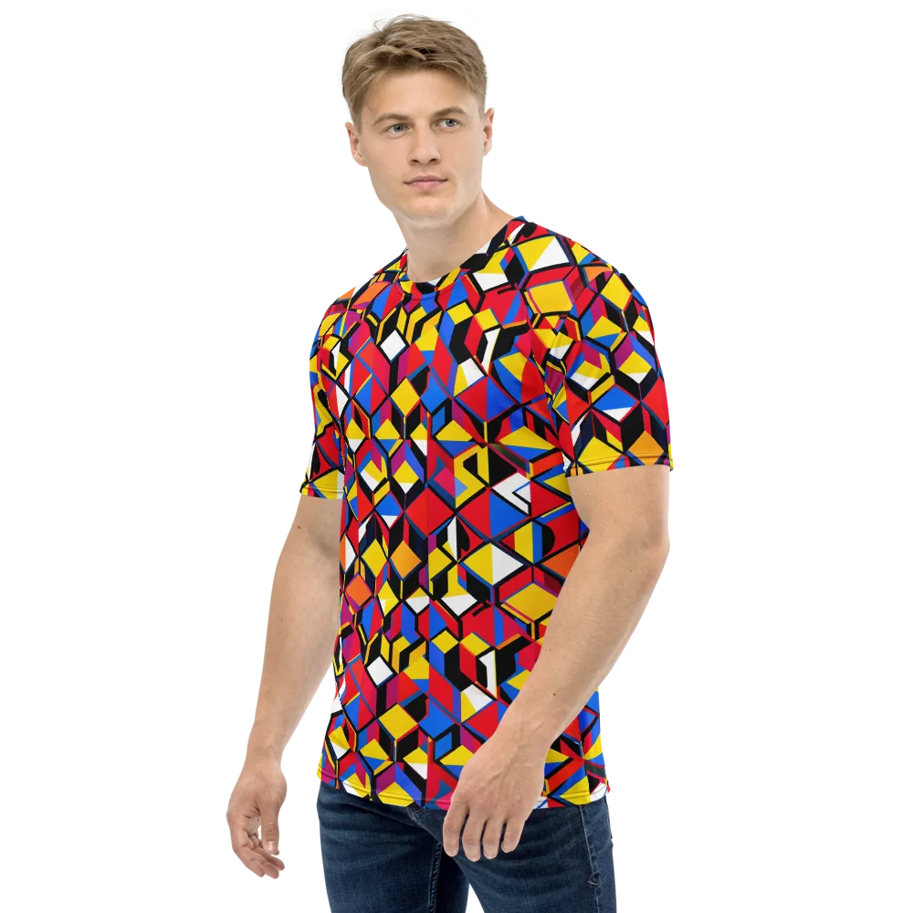 Primary Cubes on Men's Crew Neck T-Shirt — Left