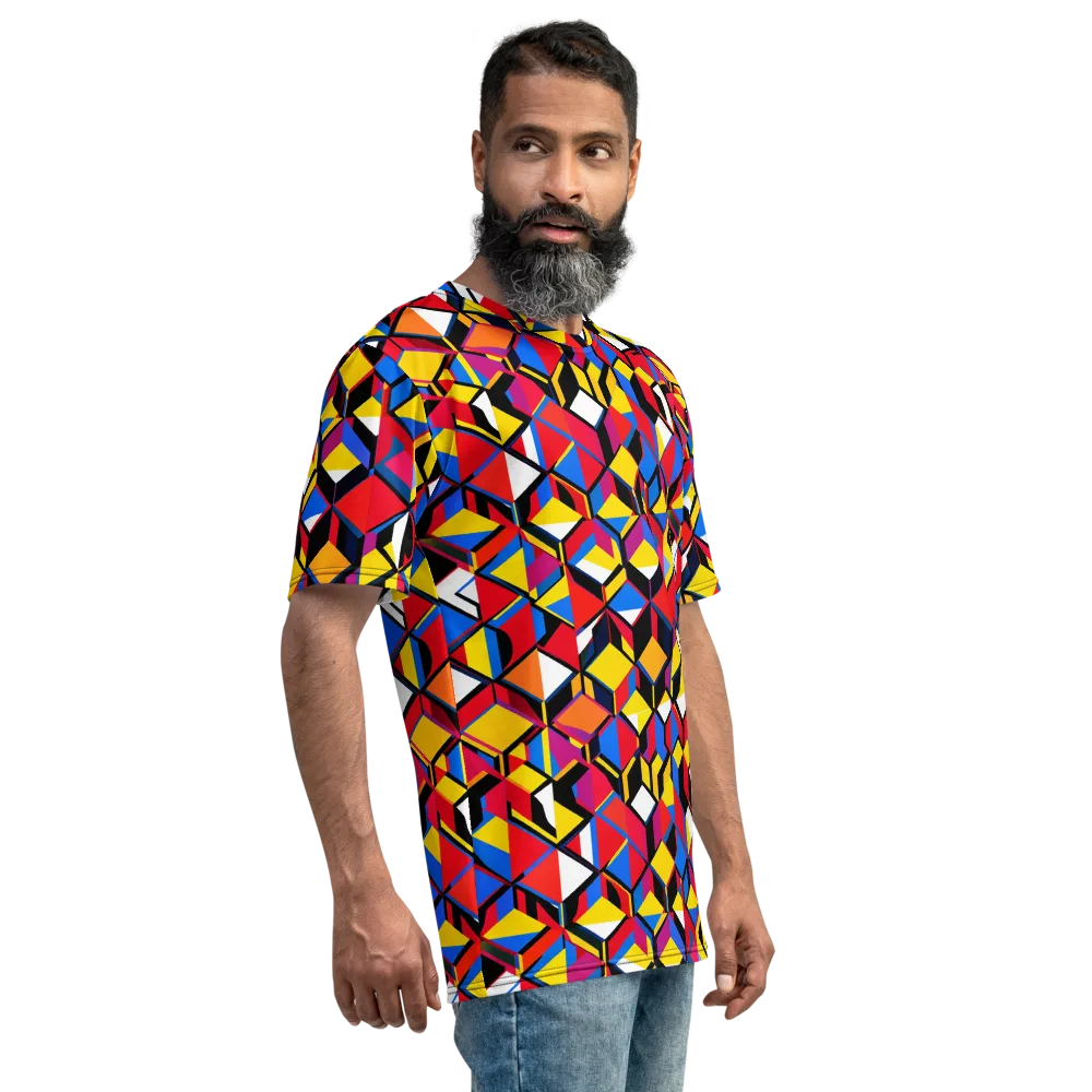 Primary Cubes on Men's Crew Neck T-Shirt — Right