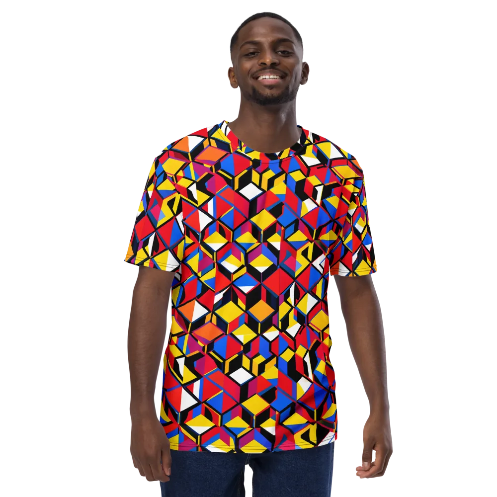 Primary Cubes on Men's Crew Neck T-Shirt — Front