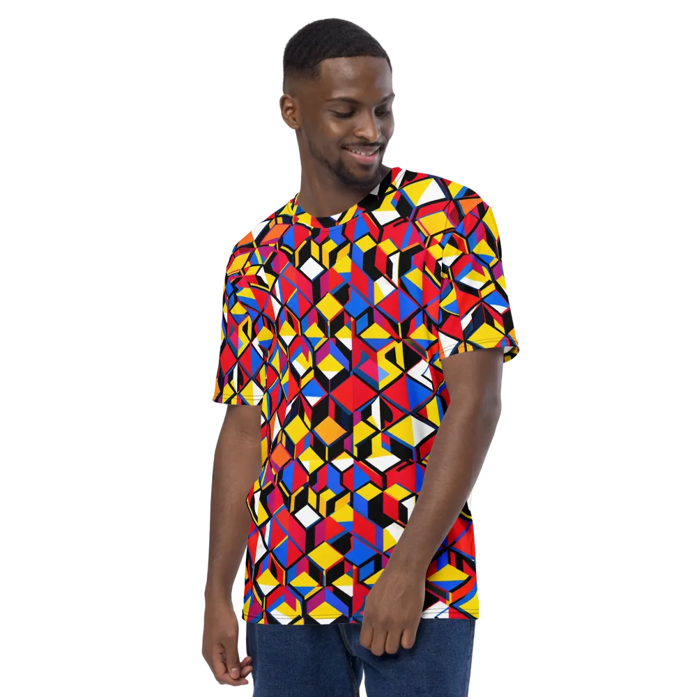 Primary Cubes on Men's Crew Neck T-Shirt — Left