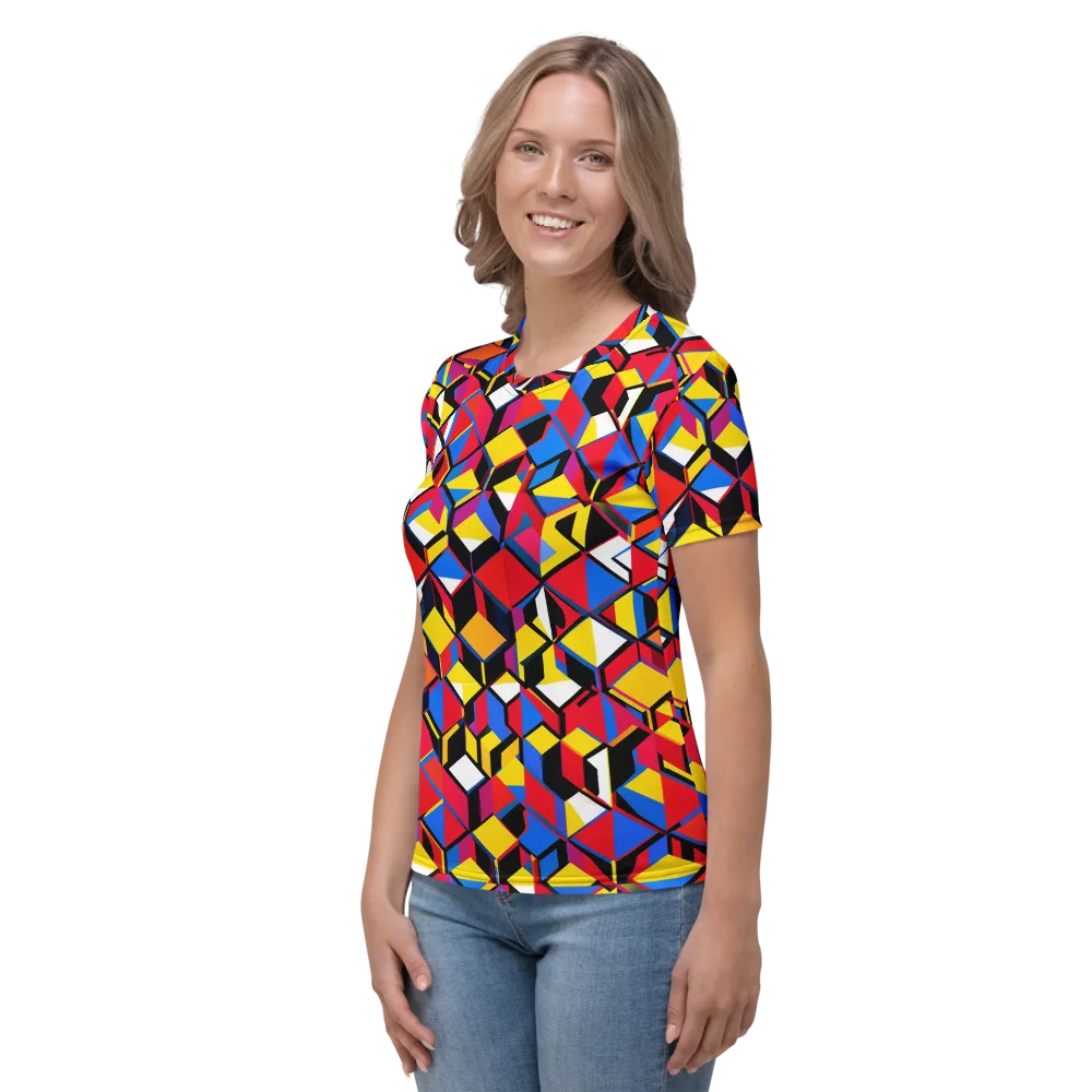 Primary Cubes on Women's Crew Neck T-Shirt — Left
