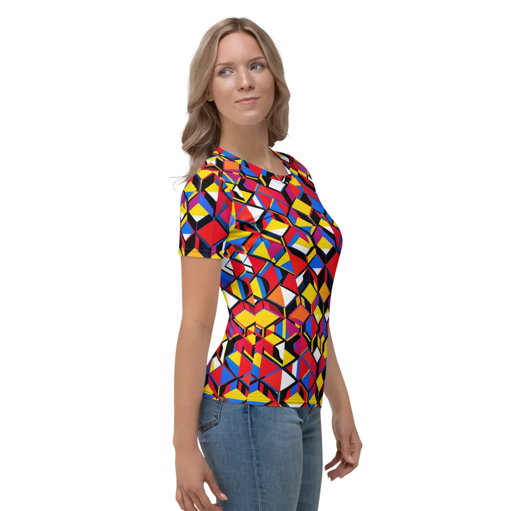 Primary Cubes on Women's Crew Neck T-Shirt — Right