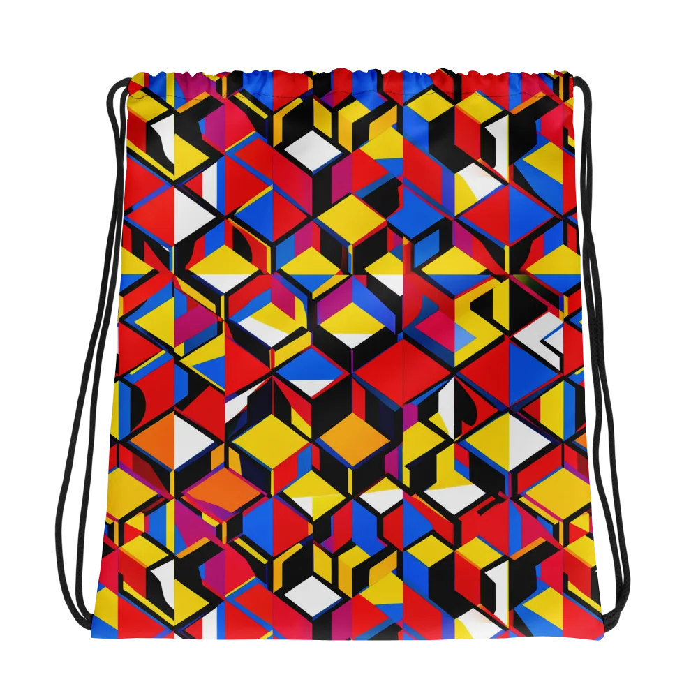 Primary Cubes on Drawstring Bag — Photo