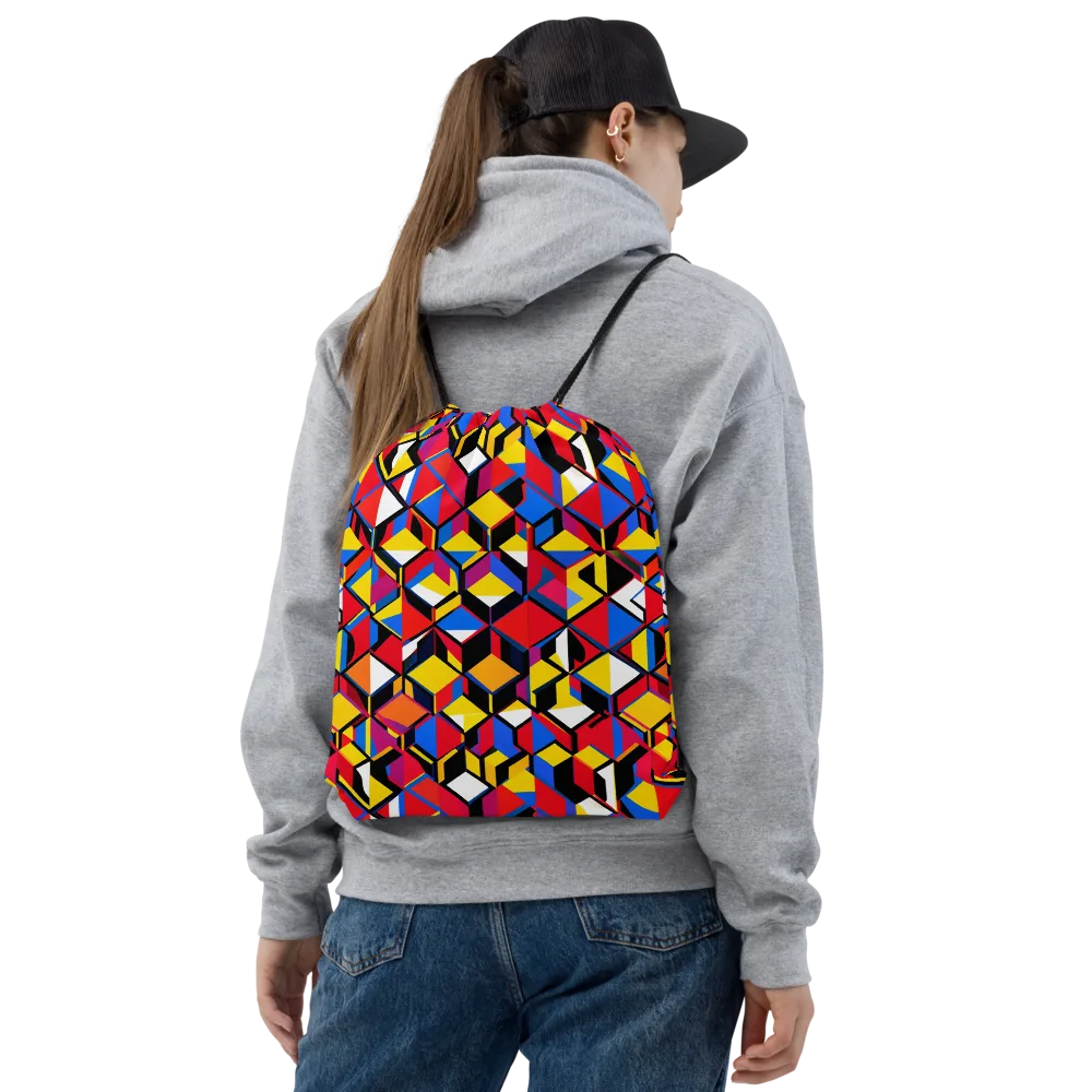 Primary Cubes on Drawstring Bag — Front