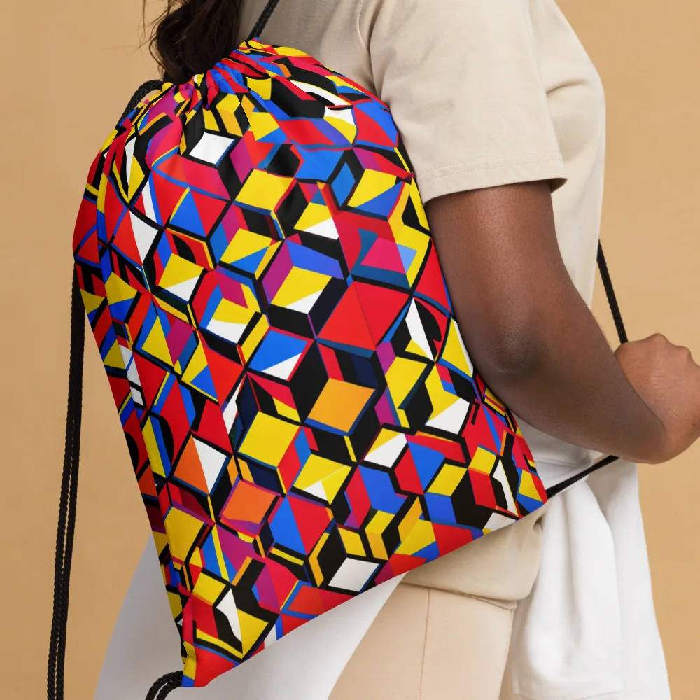 Primary Cubes on Drawstring Bag — Front