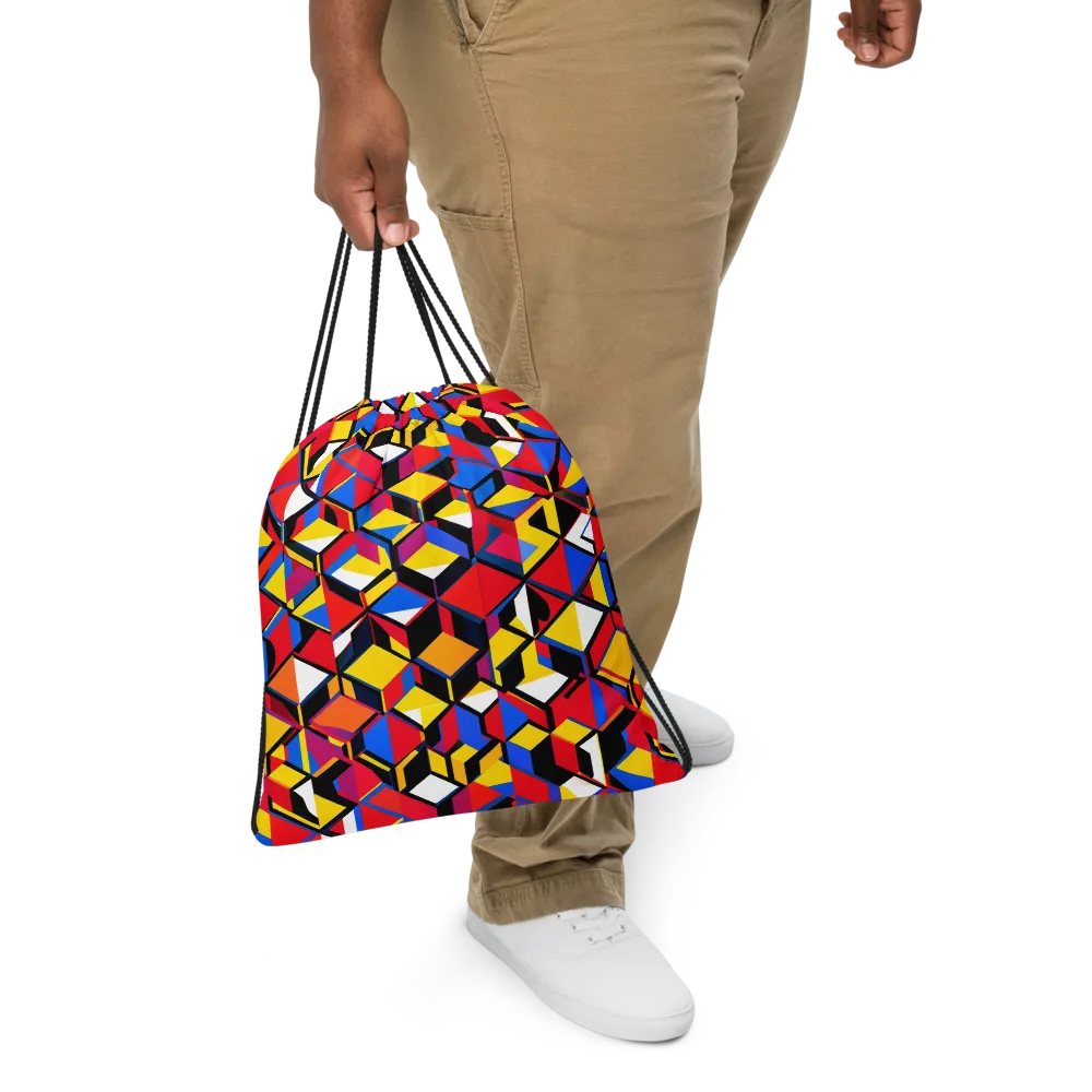 Primary Cubes on Drawstring Bag — Front