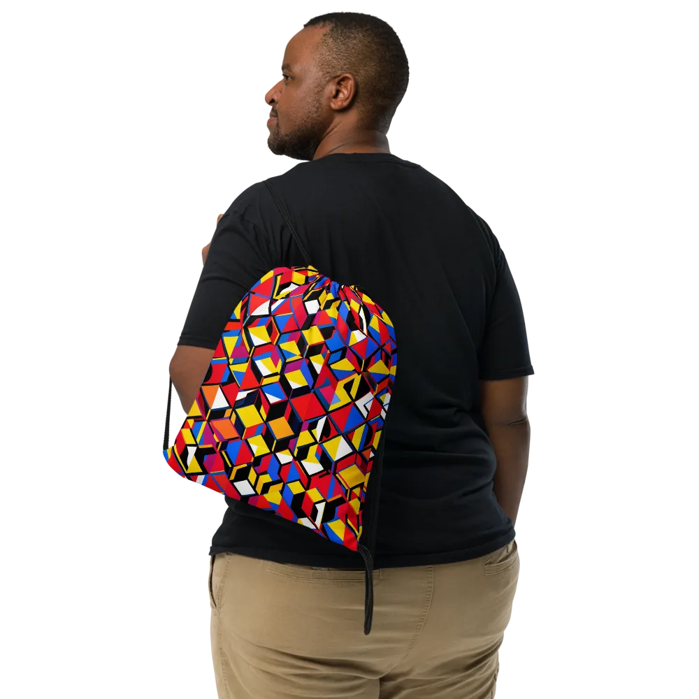 Primary Cubes on Drawstring Bag — Front