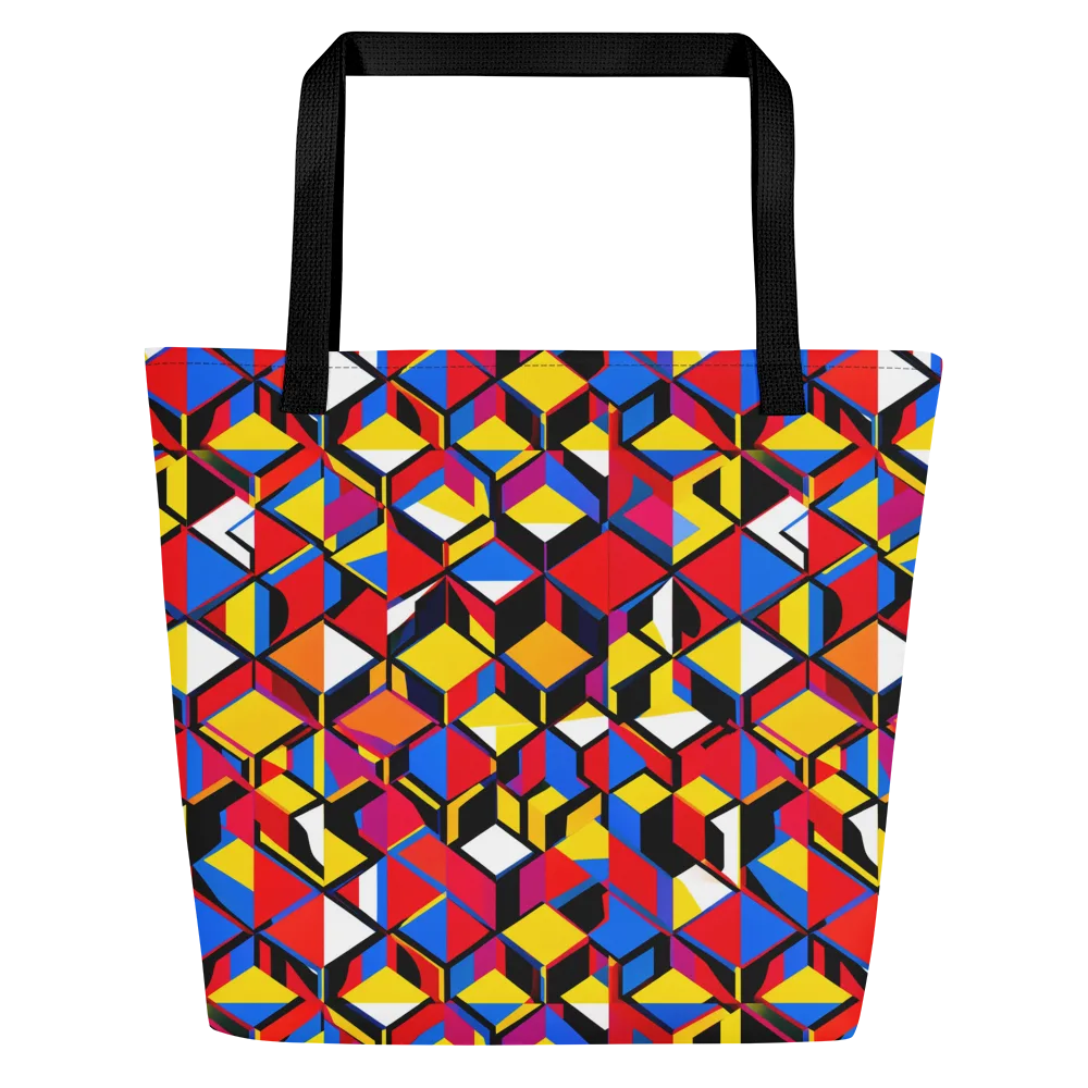 Primary Cubes on Large Tote Bag W/ Pocket — Front