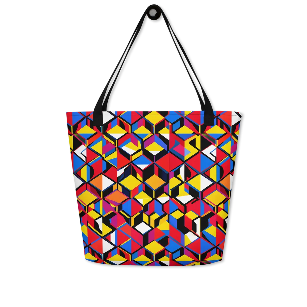 Primary Cubes on Large Tote Bag W/ Pocket — Front