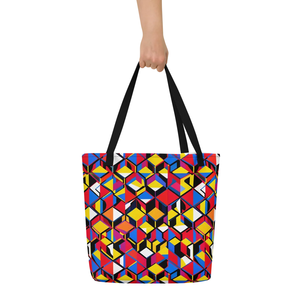 Primary Cubes on Large Tote Bag W/ Pocket — Front