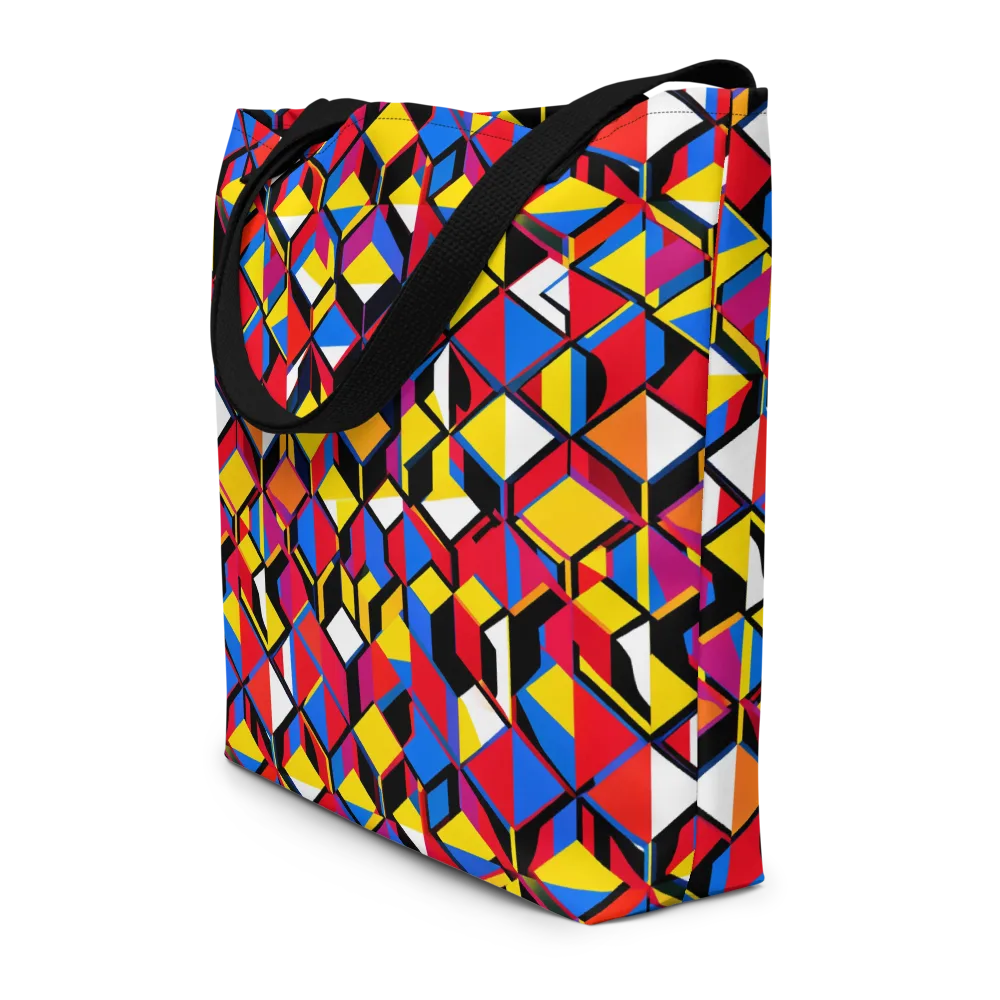 Primary Cubes on Large Tote Bag W/ Pocket — Front
